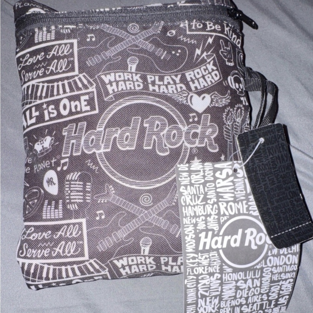 Hard Rock Cafe Gray Graphic Crossbody Sling Bag